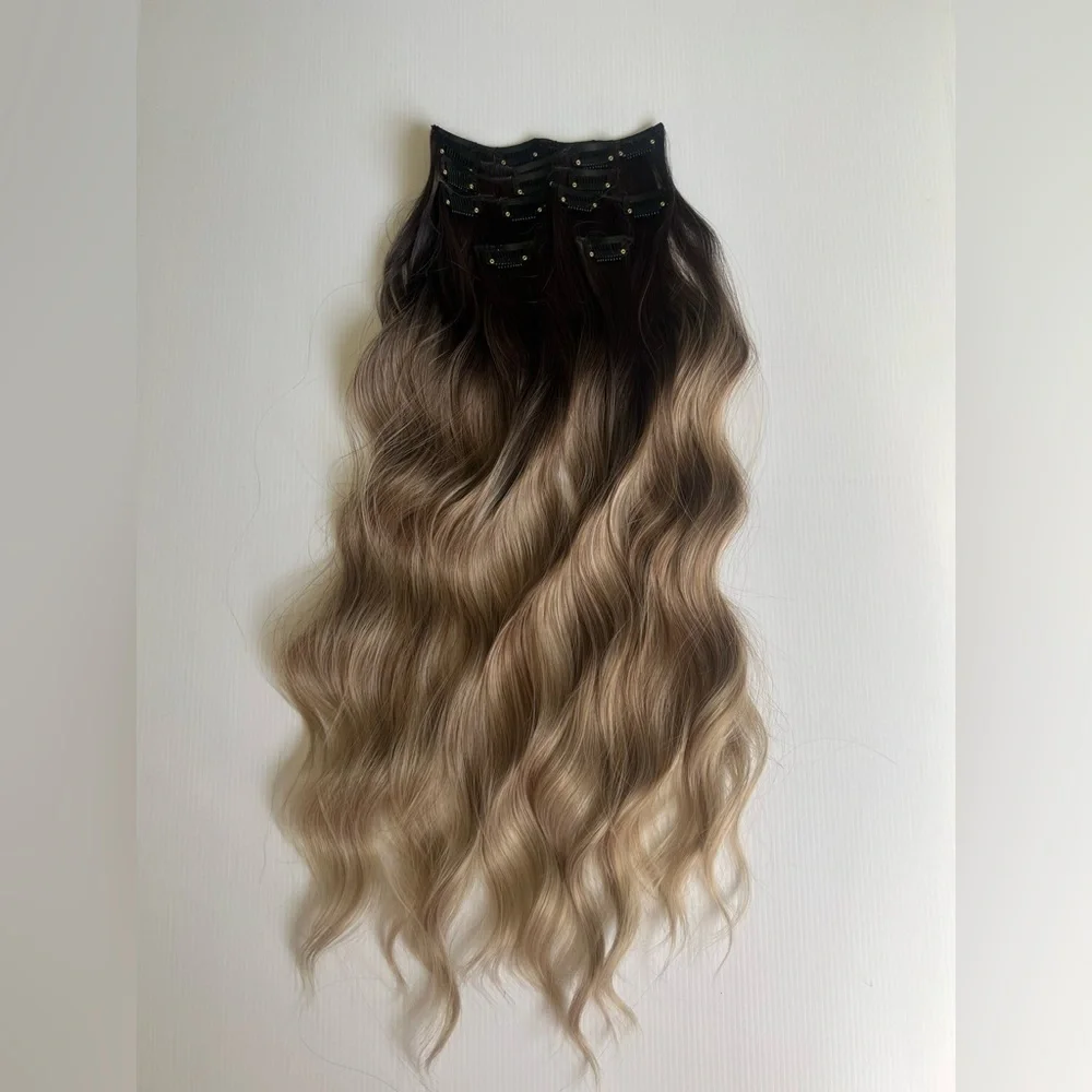22 in Water Is Wave Ash Blonde Balayage Hair Extensions Set